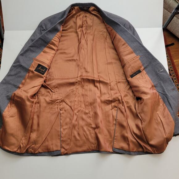 Joseph Jos A. Bank Suit Jacket Charcoal Gray Wool Cashmere 2 Button 43L Slim Fit - Picture 4 of 8